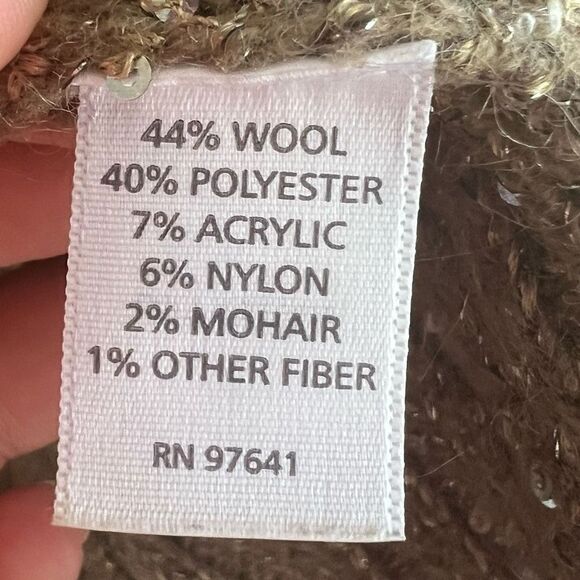 J. Jill Womens Small Brown Wool Open Cardigan Sweater Pockets Sequin Sparkle - Picture 7 of 9